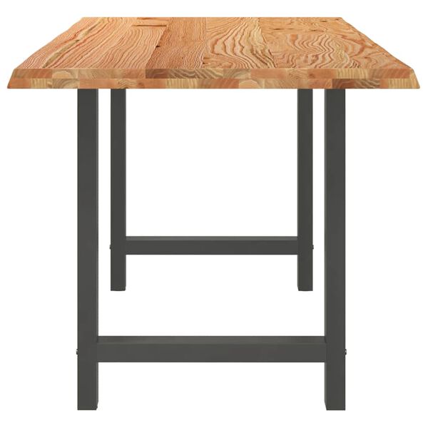 vidaXL Dining Table Light Brown Solid Oak Wood Large Adjustable Feet