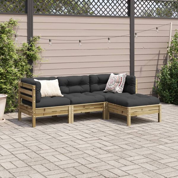 vidaXL Garden Sofa Set Anthracite, Pine Pine Wood Large Modular