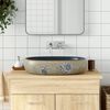 vidaXL Countertop Basin Sand and Blue Oval 23.2x15.7x5.5" Ceramic