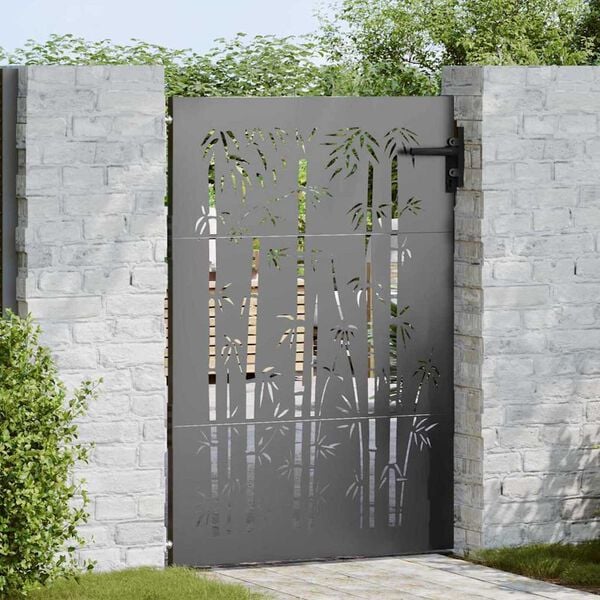 vidaXL Garden Gate 33.5x49.2" Corten Steel Bamboo Design