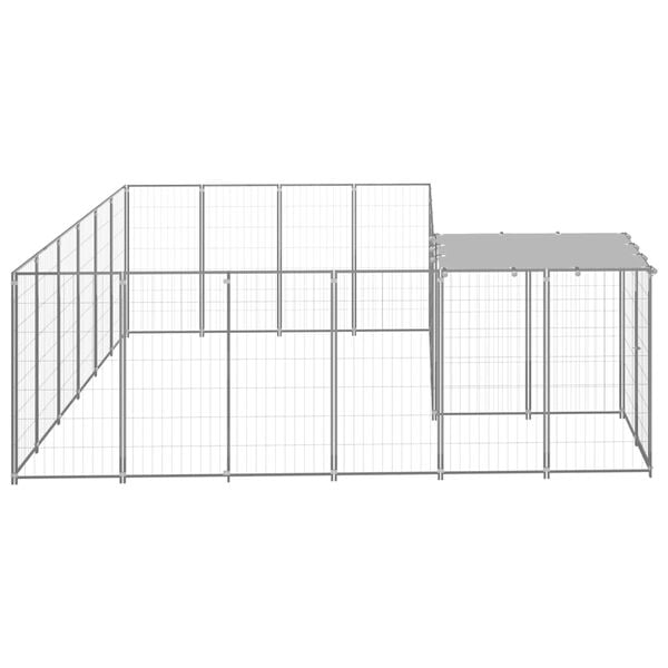 vidaXL Dog Kennel Silver Powder-Coated Steel Large Durable Dog Kennel