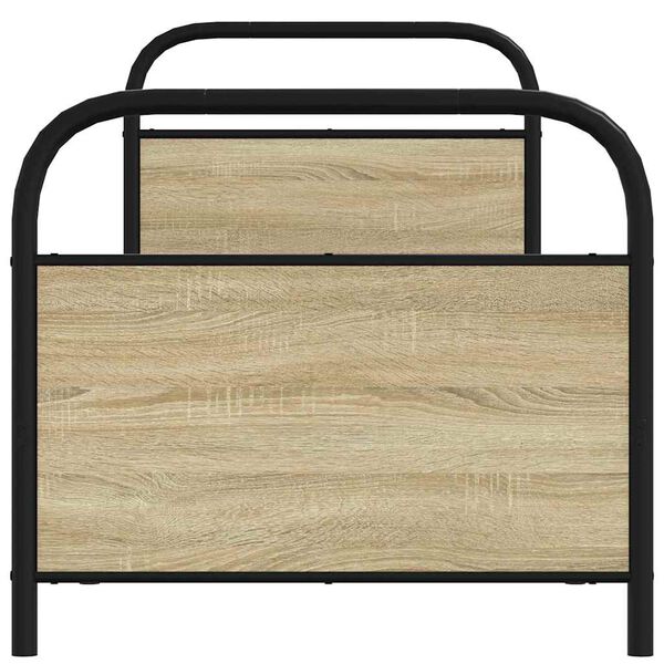 vidaXL Bed Frame Sonoma Oak Engineered wood, Steel Twin Bed Frame
