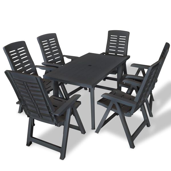 vidaXL Dining Set Anthracite Plastic Medium Foldable