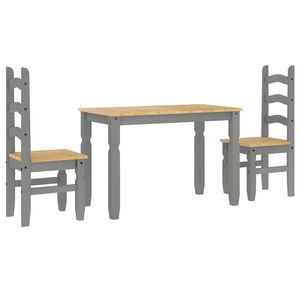 vidaXL Dining Set Panama Grey Solid pine wood with a honey wax finish
