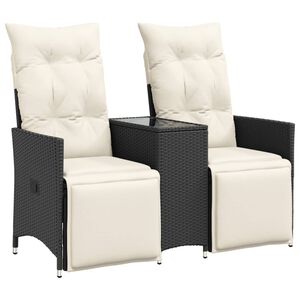 vidaXL Reclining Garden Sofa Black, Cream White