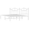 vidaXL Bed Frame White Powder-Coated Steel Super King Bed Frame