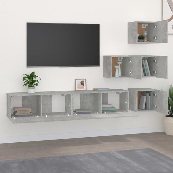 vidaXL Wall-mounted TV Stand Concrete Gray Engineered Wood