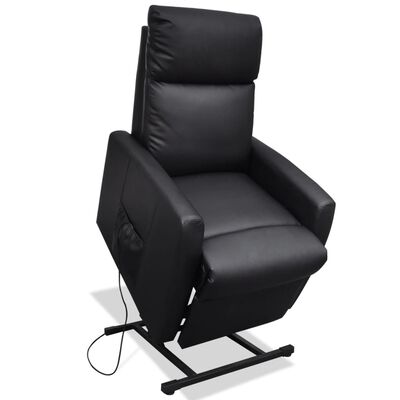 vidaXL TV Recliner Chair Black Faux Leather