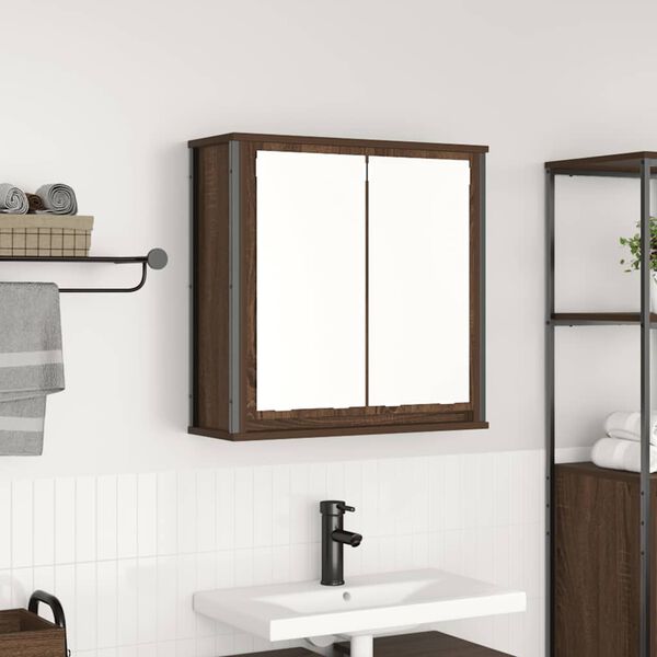 vidaXL Bathroom Wall Cabinet Brown oak Engineered wood, steel Medium