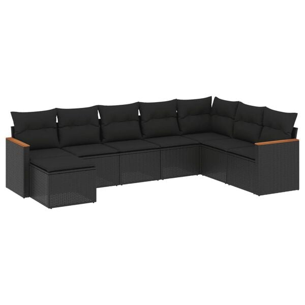 vidaXL Garden Sofa Set Black PE rattan, powder-coated steel 8 Piece