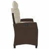vidaXL Reclining Patio Bench with Cushions Brown Poly Rattan