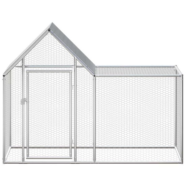 vidaXL Chicken Coop Silver Galvanized Steel Large Durable Chicken Coop
