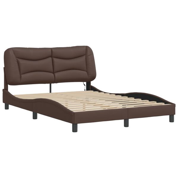 vidaXL Bed Frame Brown Faux Leather Double Rectangular Modern
