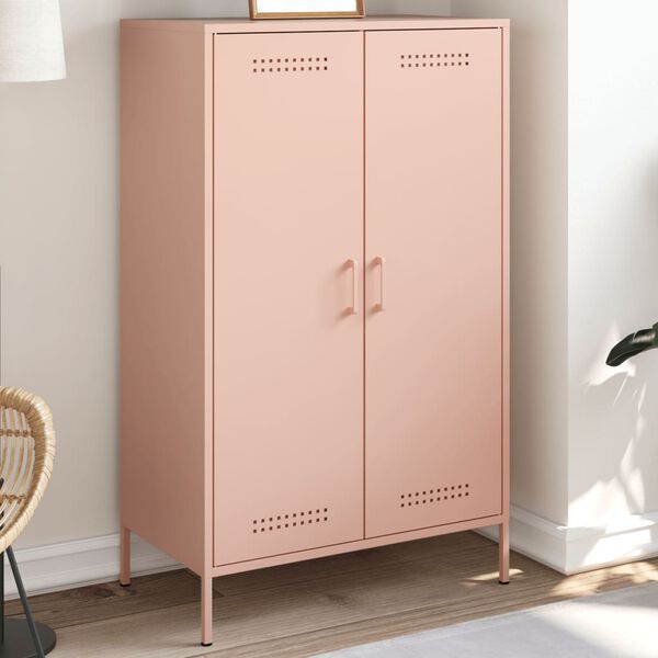 vidaXL Highboard Pink Steel Medium Highboard Rectangular Industrial