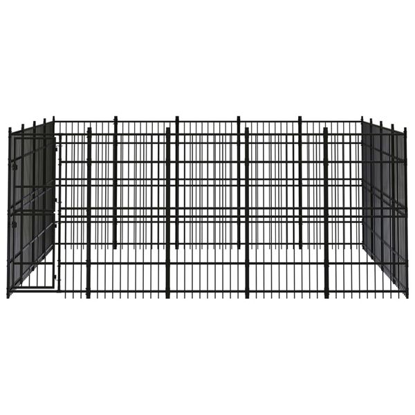 vidaXL Dog Kennel Black Powder-Coated Steel Large Durable Dog House
