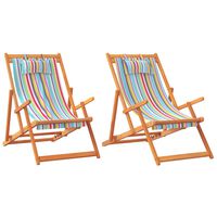 vidaXL Folding Beach Chairs 2 pcs Multicolor Fabric