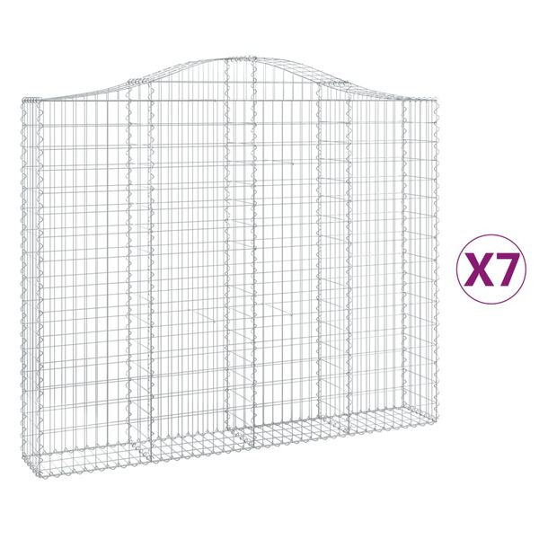 vidaXL Arched Gabion Baskets 7 pcs 78.7x11.8x160/180" Galvanised Iron