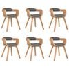 vidaXL Dining Chair Set of 6 Light Gray and Natural