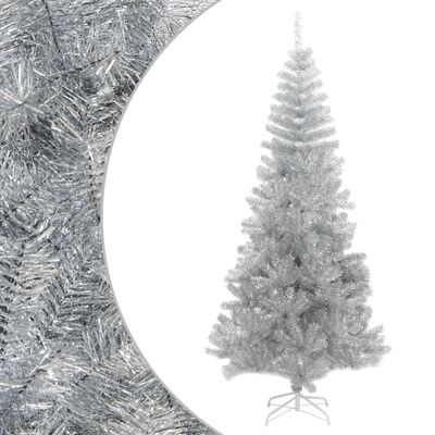 vidaXL Artificial Christmas Tree with Stand Silver 7 ft PET