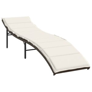 vidaXL Sun Lounger Brown PE Rattan, Powder-Coated Steel Standard