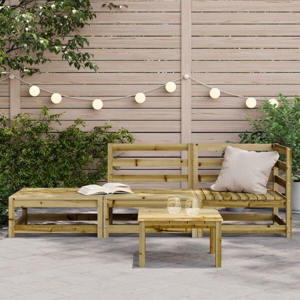 vidaXL Garden Sofa Natural Wood Treated pine wood 2-seater Modular