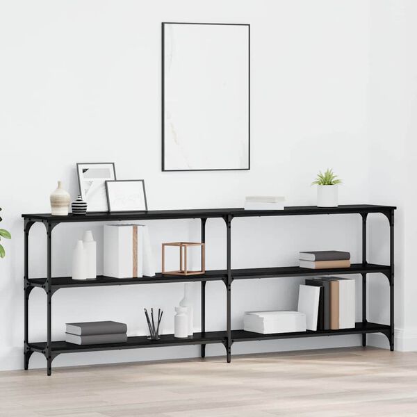 vidaXL Console Table Black oak 78.74 x 11.42 x 29.53 in