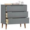 vidaXL Drawer Cabinet Grey Solid pine wood Medium Drawer Cabinet