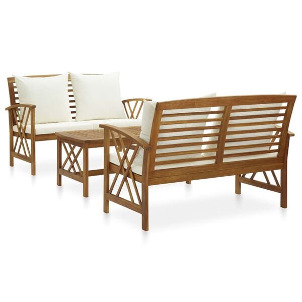 vidaXL Garden Lounge Set Cream white, Natural wood Solid acacia wood