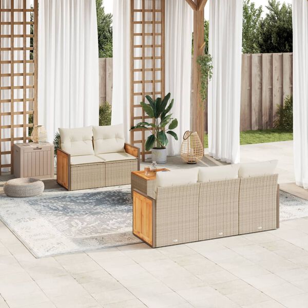 vidaXL Garden Sofa Set Beige, Cream White