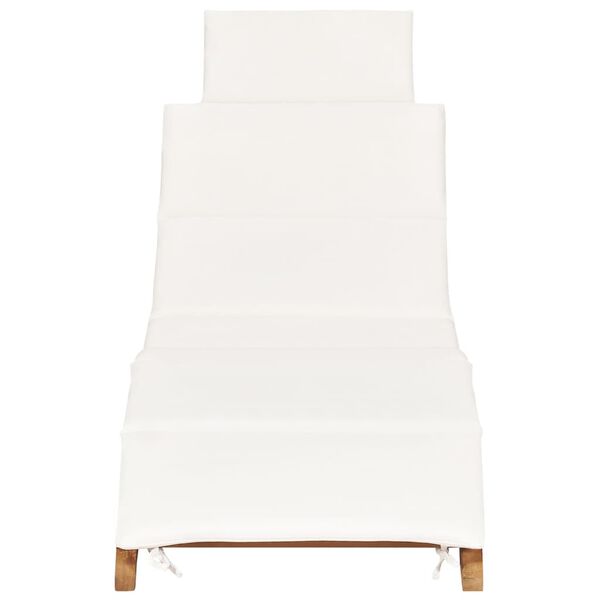 vidaXL Sun Lounger Set of 2 Teak wood and cream white cushion