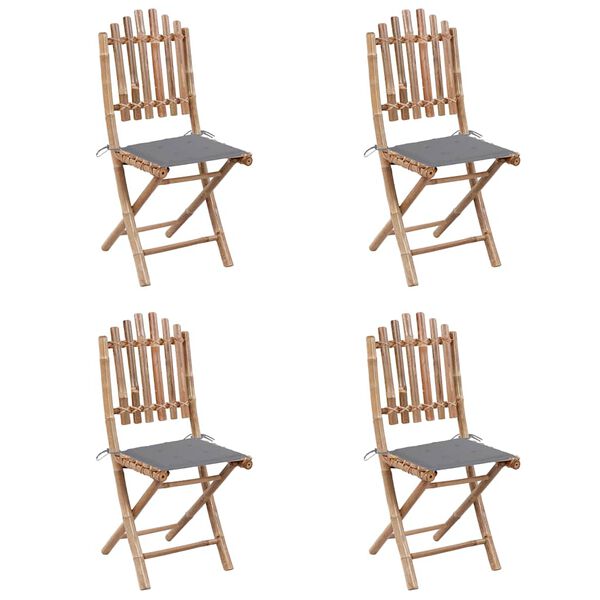 vidaXL Outdoor Dining Set Natural Bamboo Bamboo Medium Foldable