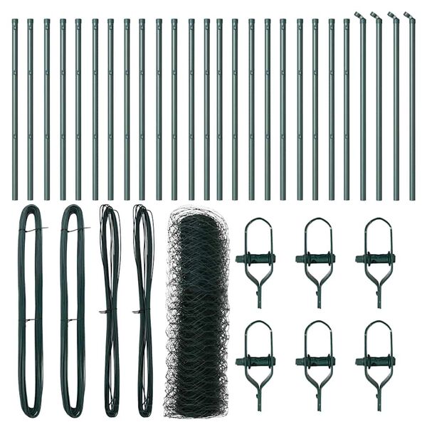 vidaXL Fence Post Green 164.04 x 1.31 ft (1.97 in mesh) Steel and PVC