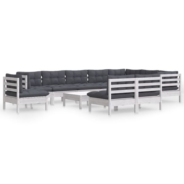 vidaXL Garden Lounge Set White and Anthracite