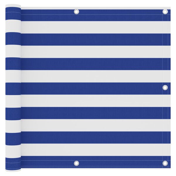 vidaXL Balcony Screen White and Blue 35.4"x157.5" Oxford Fabric