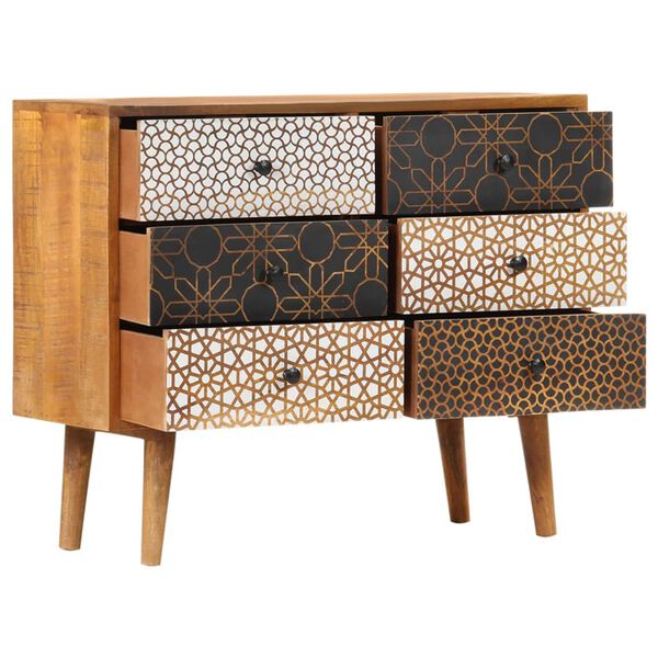 vidaXL Sideboard Brown with printed patterns Solid mango wood, MDF Medium