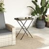 vidaXL Folding Tray Table Grey Flat PE rattan, powder-coated steel, PC board