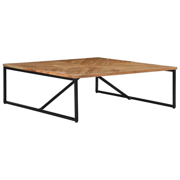 vidaXL Coffee Table White, Brown Solid Acacia wood 43.3 x 43.3 x 14 in
