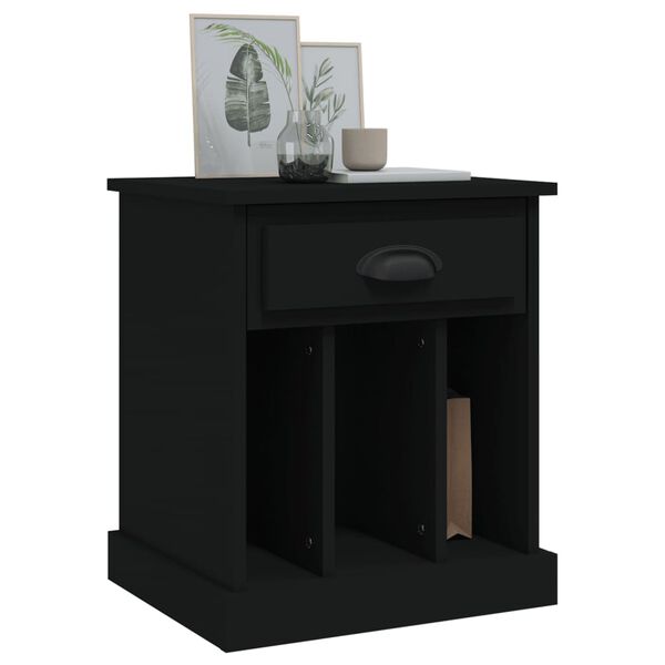 vidaXL Bedside Cabinet Set of 2 Black Engineered wood Medium