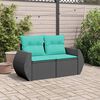 vidaXL Garden Sofa Black PE rattan 2-seater Adjustable Feet