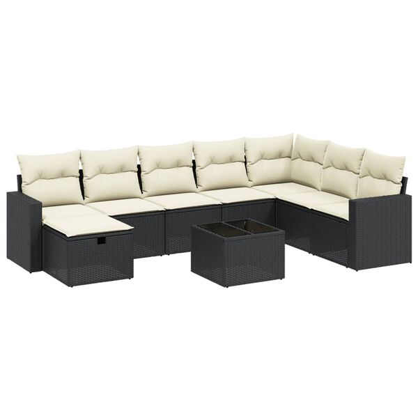 vidaXL Garden Sofa Set Black Poly Rattan Large Modular Garden Sofa Set