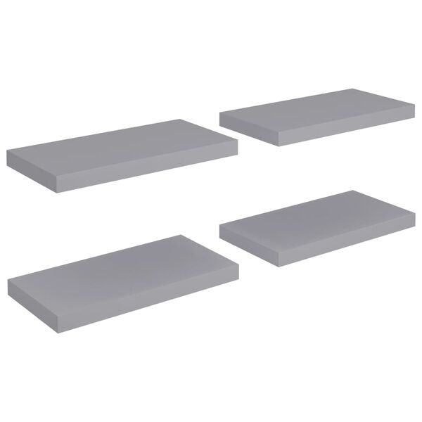 vidaXL Wall Shelf Set of 4 Gray Honeycomb MDF, Metal Medium