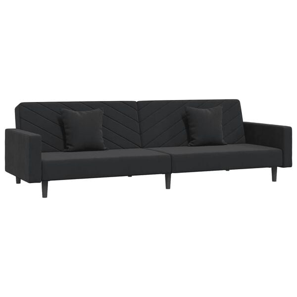 vidaXL Sofa Bed Black Velvet Velvet (100% polyester), Wooden Frame, Plastic