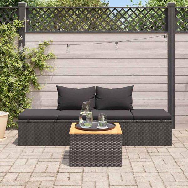 vidaXL Sun Lounger Black Poly rattan, Powder-coated steel
