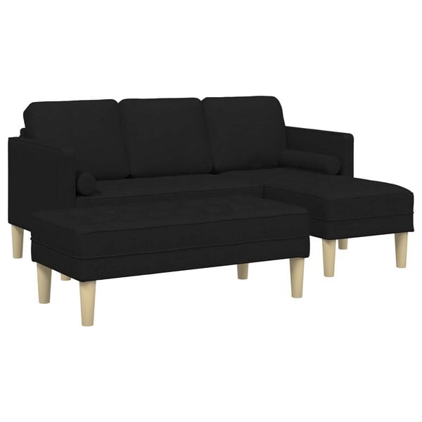 vidaXL Sofa Set 2 pcs Black 173 x 131 x 67 cm fabric