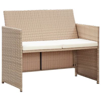 vidaXL 4 Piece Patio Lounge Set with Cushions Beige Poly Rattan