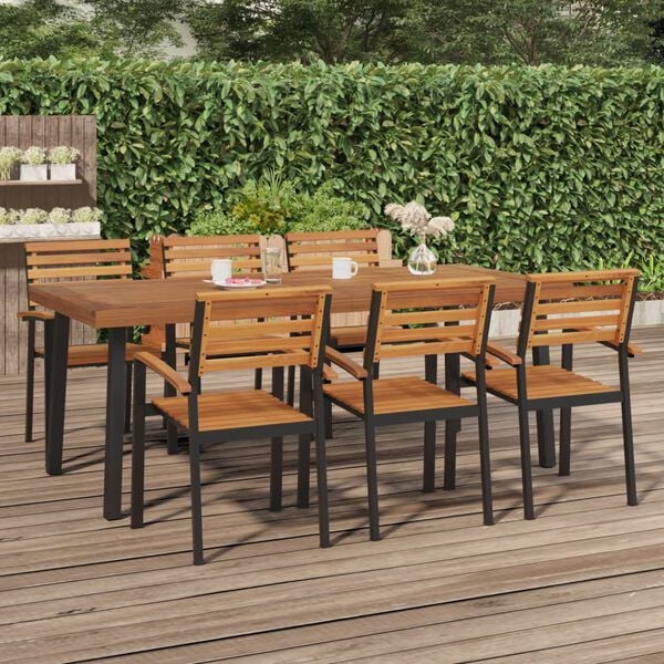 vidaXL Garden Table Wood and Metal Solid acacia wood, powder-coated metal