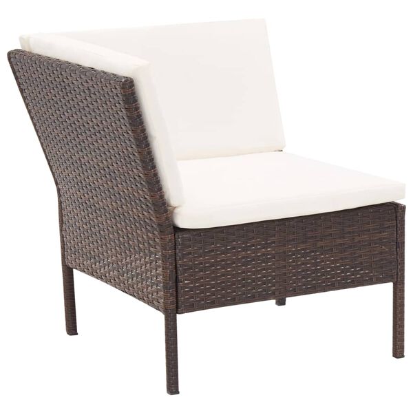 vidaXL Garden Lounge Set Brown,Cream White
