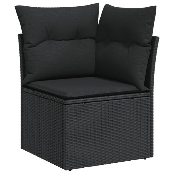 vidaXL Garden Sofa Set Black PE rattan, powder-coated steel, tempered glass