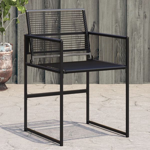 vidaXL Garden Chair Black PE Rattan, Powder-Coated Steel Collapsible