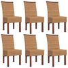 vidaXL Dining Chairs 6 pcs Brown Natural Rattan